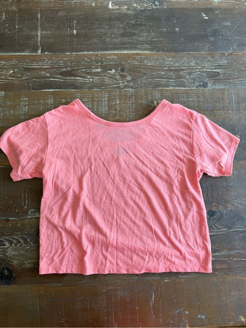 SO Coral Pink Short Sleeve Scoop Crop Top